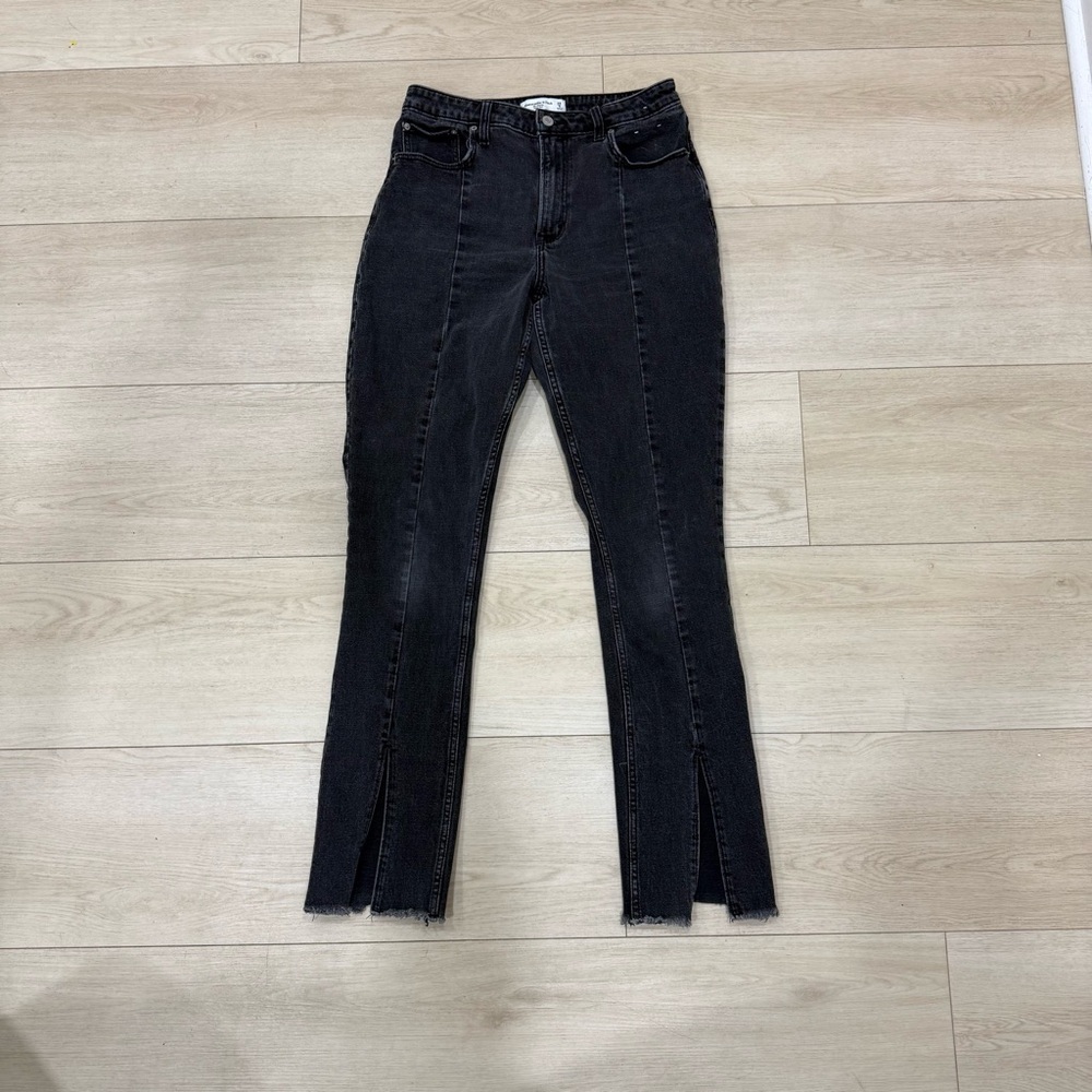 Abercrombie & Fitch Women's Black Skinny Jeans with Front Slits
